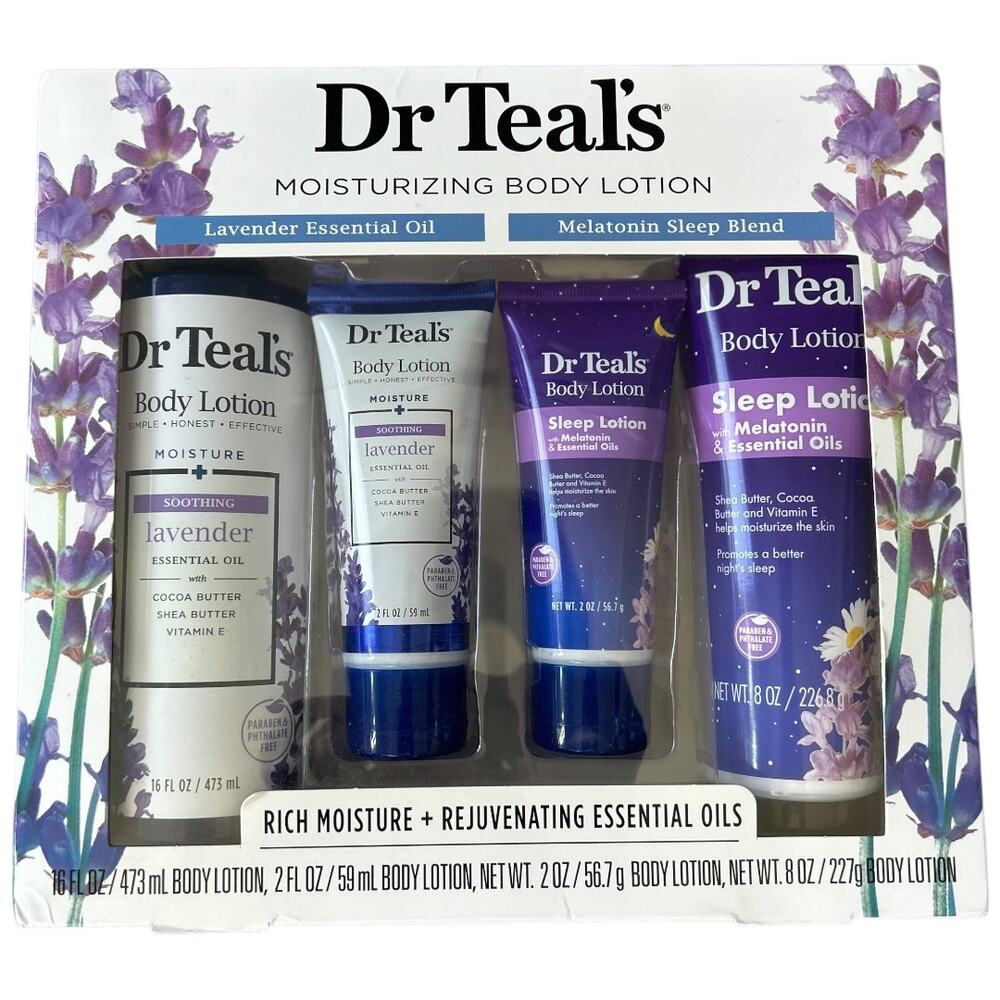 Dr. Teal’s 4PC Lavender & Melatonin Soothing Sleep Moisturizing Body Lotion Set
